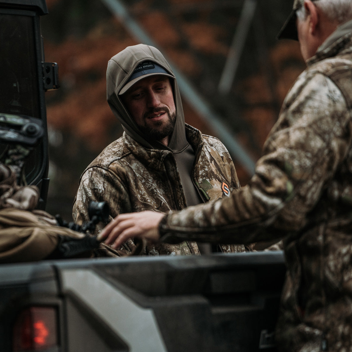 hunters getting ready at the truck