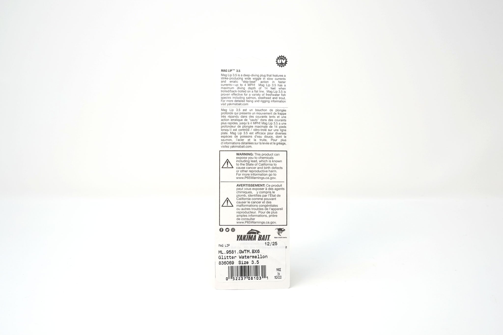 Yakima Glitter Watermelon 3.5" Mag Lip - Mad Scientist Technology Pink UV Coating